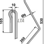 AD03 9mm Højre striegleforkrøplet lang