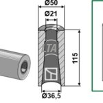 Svejse bøsning ø21/36,5x50/115
