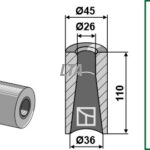 Bøsning til frontlæssertand 110x45/36