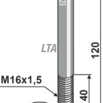 Bolt m. låsemøtrik - M16x120x1,5 - 10.9