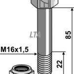 Bolt med låsemøtrik M16x85x1,5 - 10.9