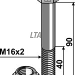 Bolt m/ låsemøtrik M16x2 10.9 90mm