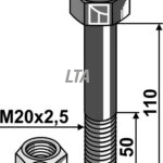 Bolt m låsemøt M20x 2,5x110 - 10.9
