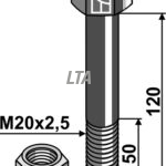 Bolt m/ låsemøtrik M20x 2,5 - 10.9