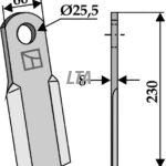 Kniv 8x60x230 Ø25,5