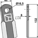 40x132x8  Ø16,5 Kniv