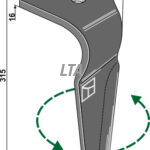 Rotorharvetand venstre til kuhn 1 hul
