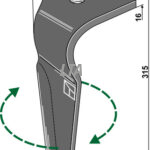 Rotorharvetand højre til kuhn 1 hul