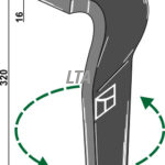 Rotorharvetand venstre til kuhn 2 huller