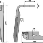 Rotortand Amazone KE 15 mm venstre
