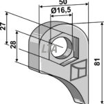 Holder for slagle Ø16,5 + sekskant