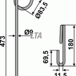 lige striegeltand 9mm til bl.a väderstad